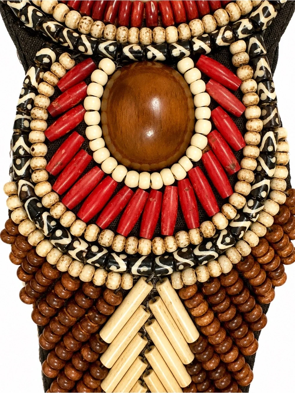 Boho Beaded Tribal Waist Belt - Brown & Red